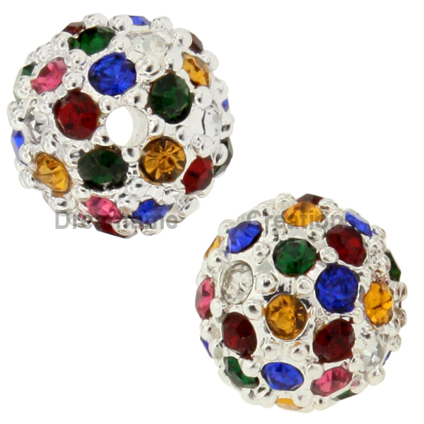 Beadelle® Pave Crystal Bead Dark Multi/Silver 8mm